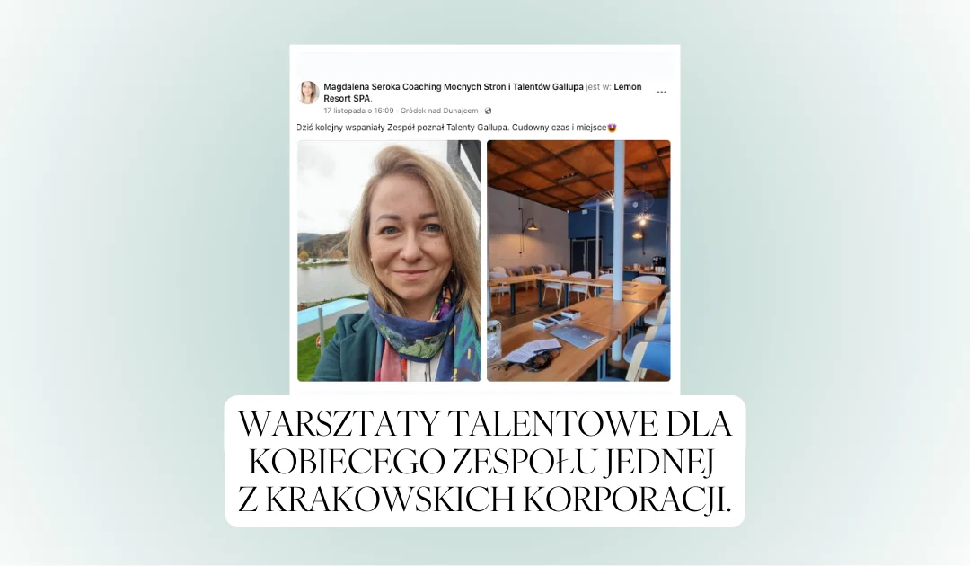 Miałam okazję poznać i wesprzeć talentowo wspaniały kobiecy Zespół z jednej z krakowskich korporacji.